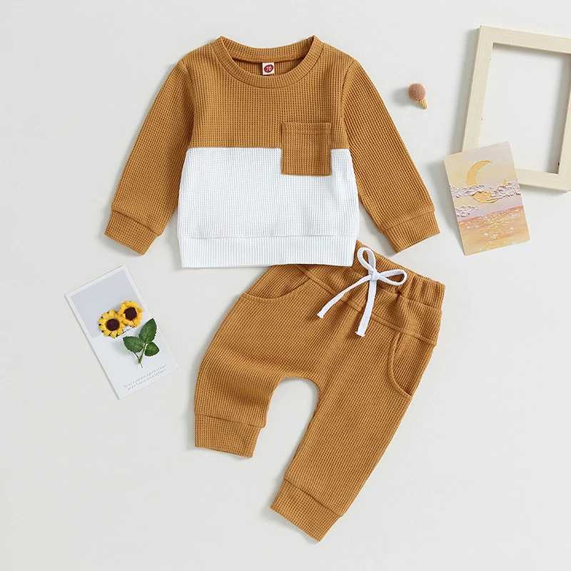 Clothing Sets 0-3Y Baby Boys Autumn Outfits Toddler Long Sleeve Pocket Pullover Tops Sweatshirts Pants Kids Boys Clothes Sets Tracksuits R240708