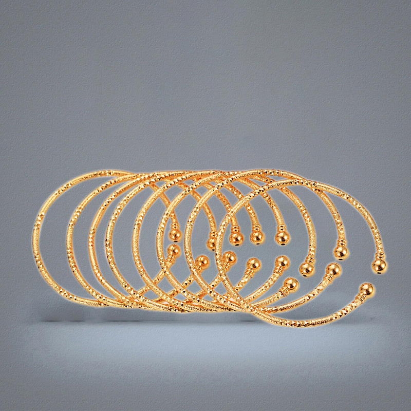 Can Open Fashion Dubai Bangle Jewelry solid Fine Yellow Gold Filled Dubai Bracelet for girl student daughter Africa Arab Items