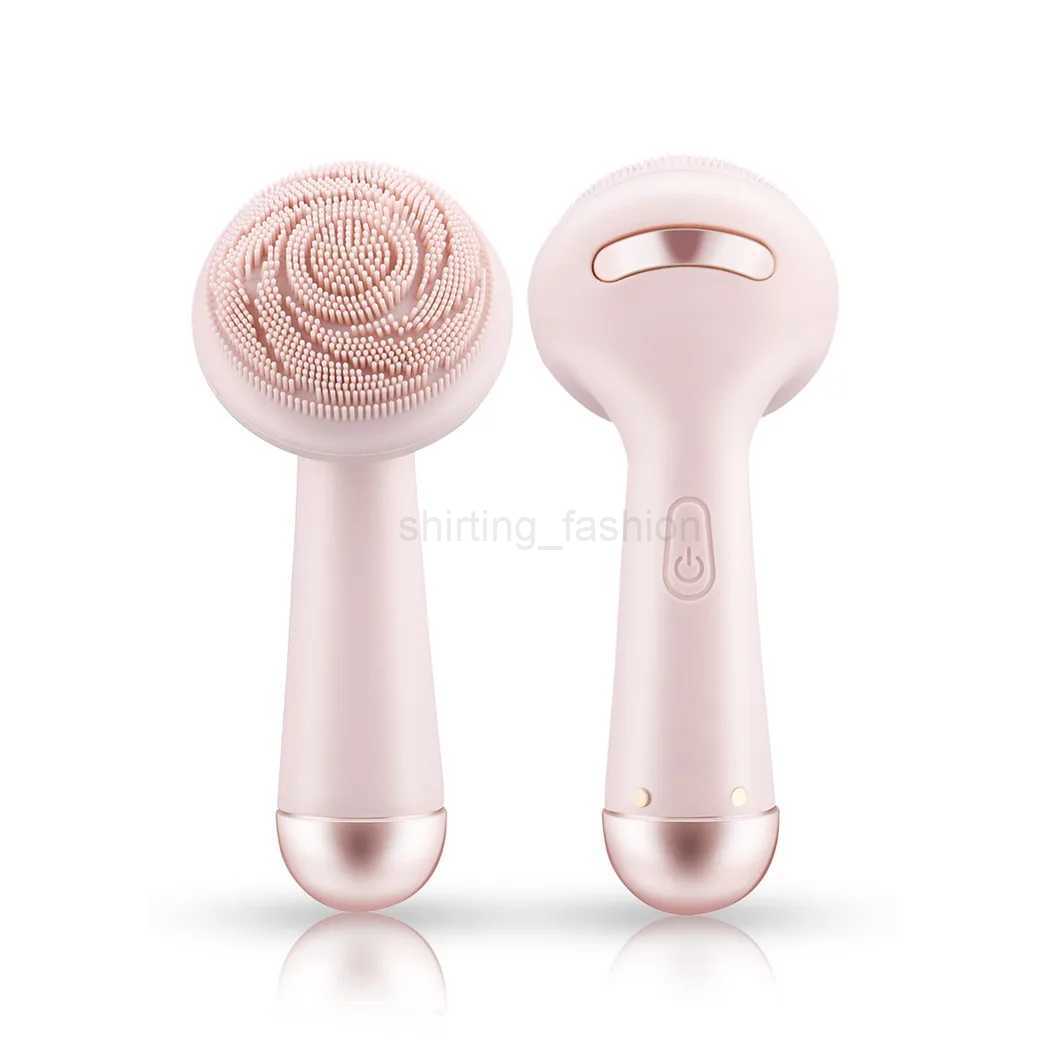 Electric Silicone Facial Brush Cleaner Vibration Roller Massage Pore Cleansing Instrument Waterproof Rechargeable Beauty ToolCL240708