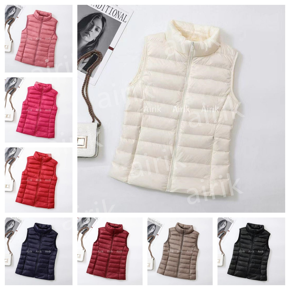 French Fashion designer women's down vest jacket brand sleeveless women's vest luxury embroidered badge jacket size S-4XL Lightweight warm waistcoat for women