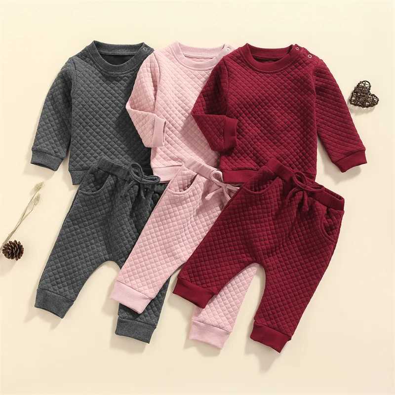 Clothing Sets 0-24M Baby Solid Color Tracksuit Boys Girls Autumn Winter Clothes Sets Long Sleeve Pullover Tops + Pants Toddler Casual Outfits R240708