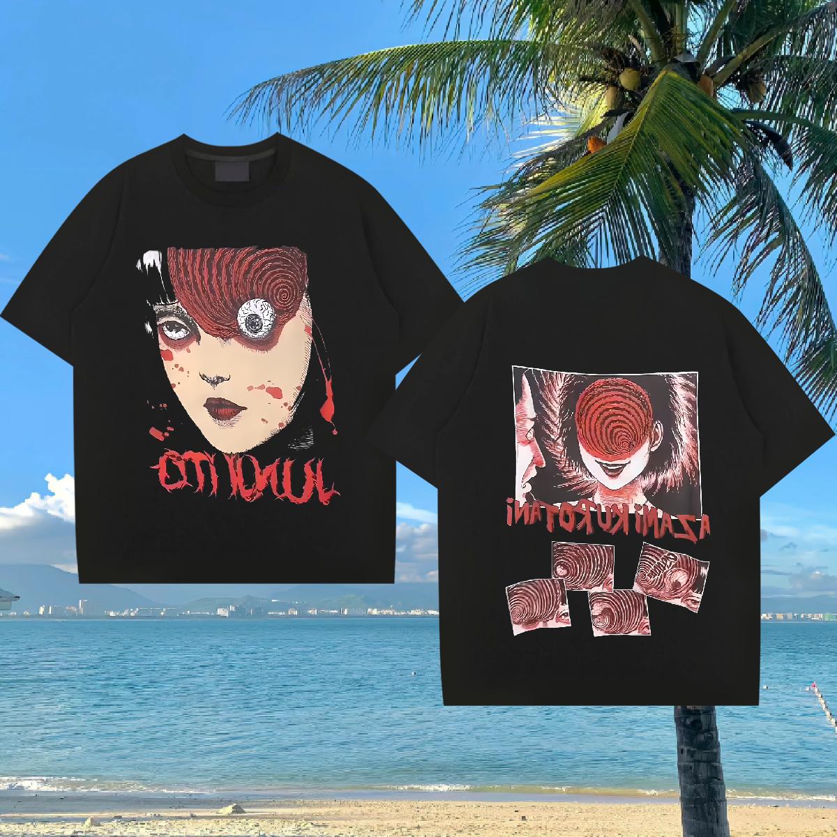 Casual New T shirt Skull Anime Printing Street Men Tops Tees Cotton Breathable Short Sleeve Brand