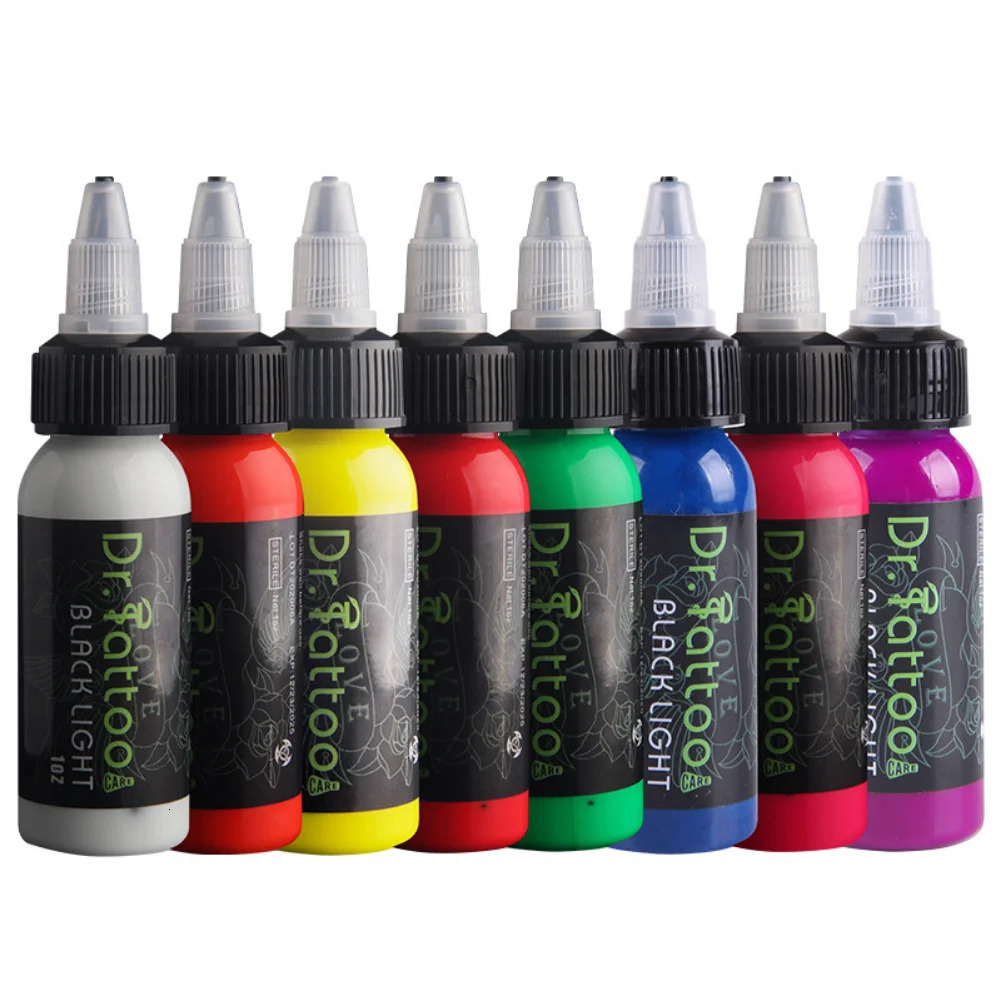 15/30ML high-quality fluorescent tattoo ink professional anent makeup body microbeads easy to color purple light pigment 240705