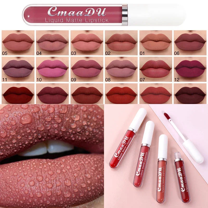 Sexy and durable velvet matte lip gloss liquid lipstick makeup womens beauty red non stick cup waterproof lip gloss 240705