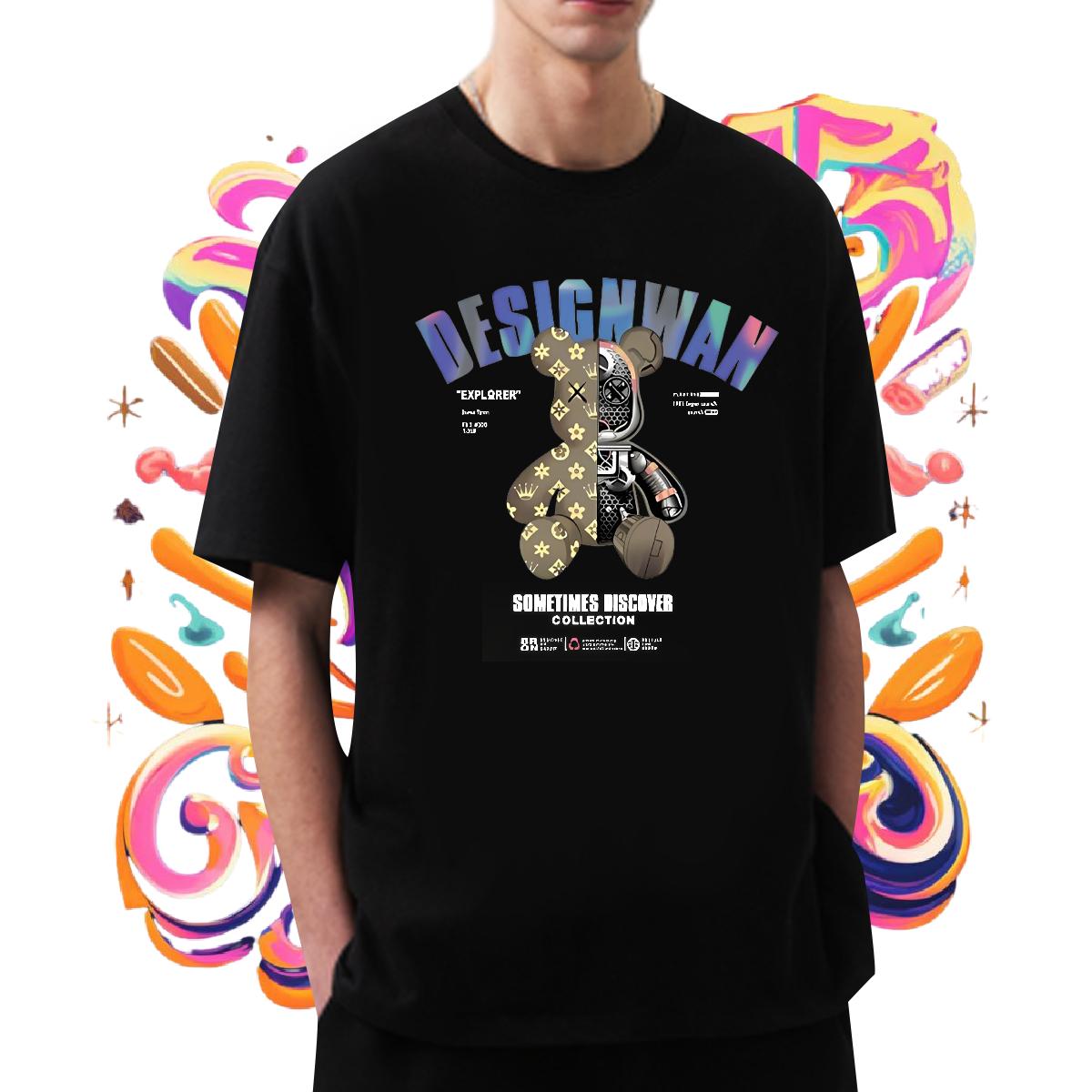 Fashion Casual Mens T Shirts DIY Printed Mens Tshirts Summer Casual Cotton Breathable Wholesale Wear