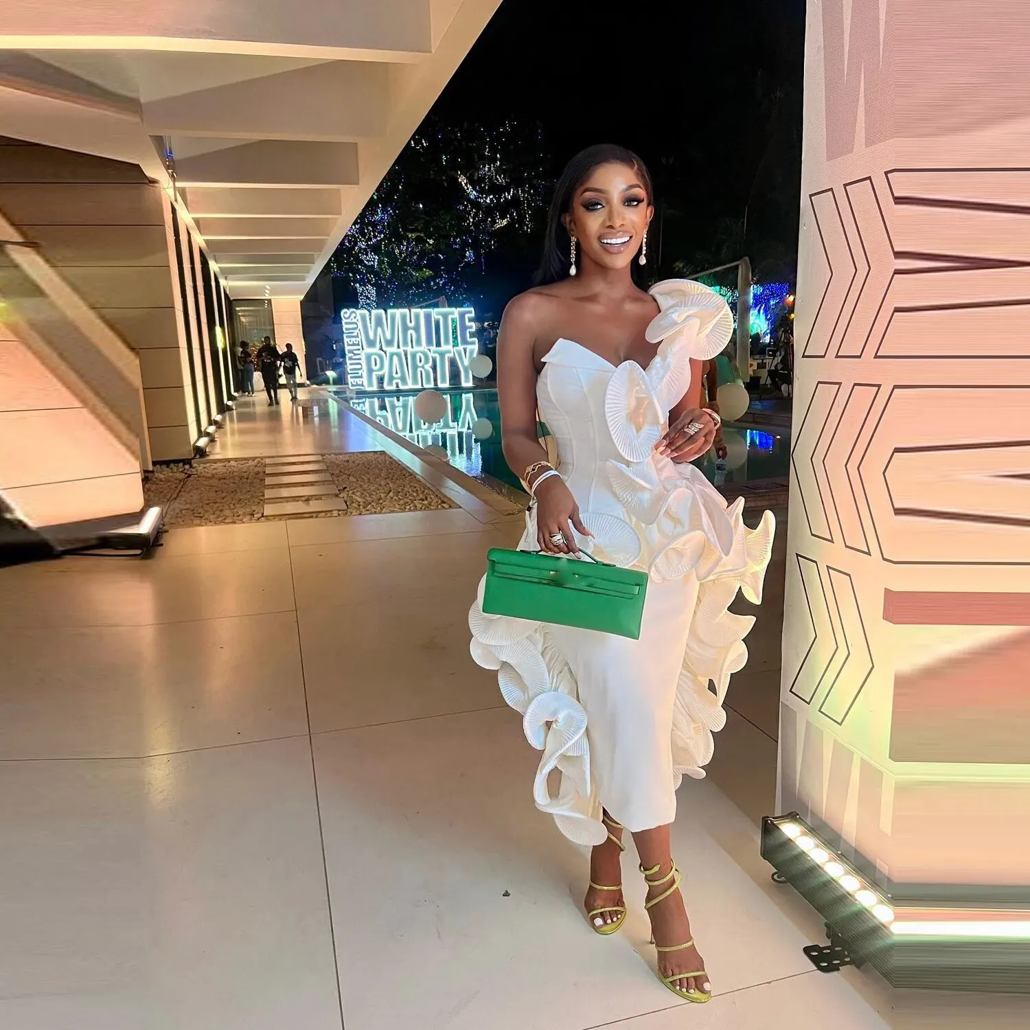 Black Girls Prom Dresses 2025 One Shoulder Ruffles Mermaid Tea Length Vestidos De Noche Aso Ebi Evening Party Dress Gowns