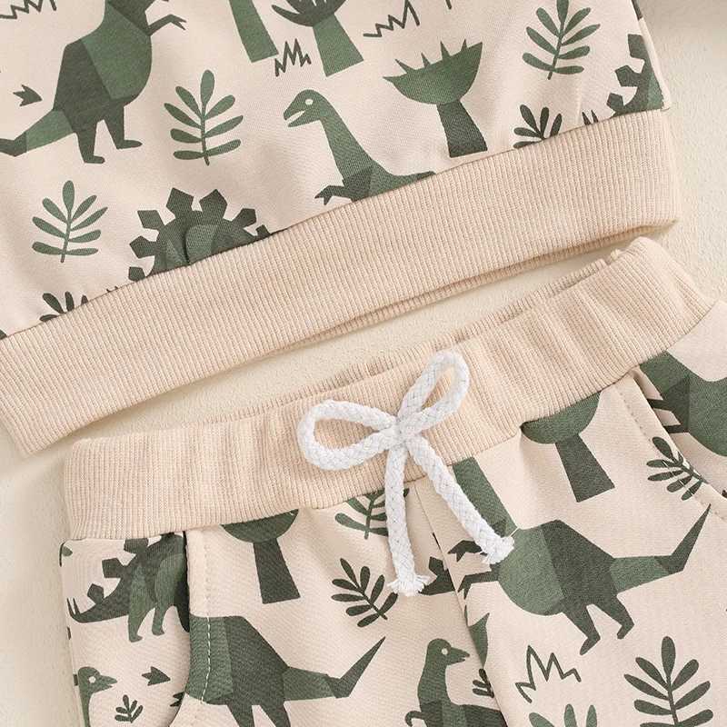 Clothing Sets Toddler Boys Fall Outfits Dinosaur Print Pocket Long Sleeve Sweatshirts and Long Pants 2Pcs Set Kids Casual Clothes R240708