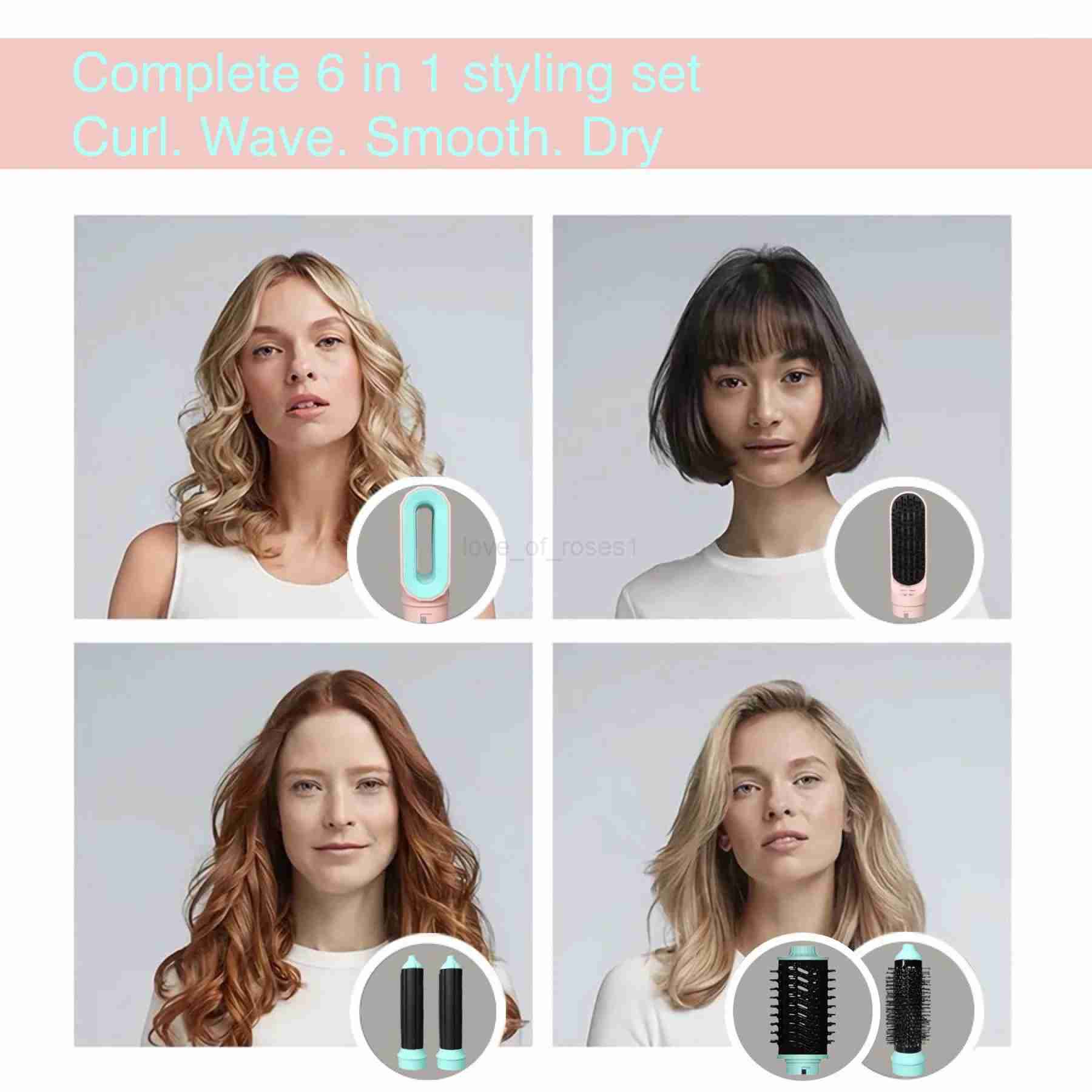 6 in 1 Hair Styler With Electric Curling Iron Hair Curler Dryers Curling Rollers Hair Curler With Dryer And Straightening BrushM240708