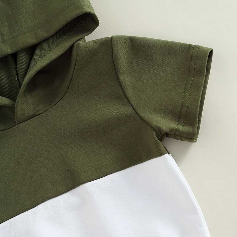 Clothing Sets 2022-05-20 Lioraitiin 0-4Years Toddler Baby Boys Hooded Short Sleeve Tops Shorts Color Matching Casual Style Summer Clothing R240708