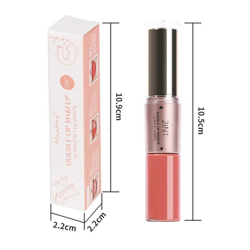 Maxfine 12 color double head matt lipstick waterproof lasting 2 in 1 soft lipstick fashionable liquid lipstick 10.5ml 240705