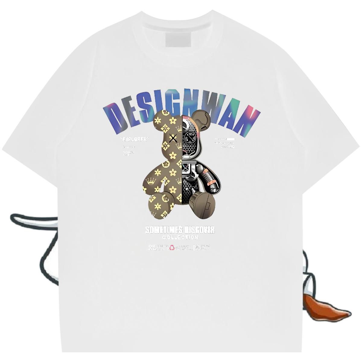 Loose Fit Men Tshirts Breathable Short Sleeve Anime Printing Street Man T Shirts Floral Print Brand Polos