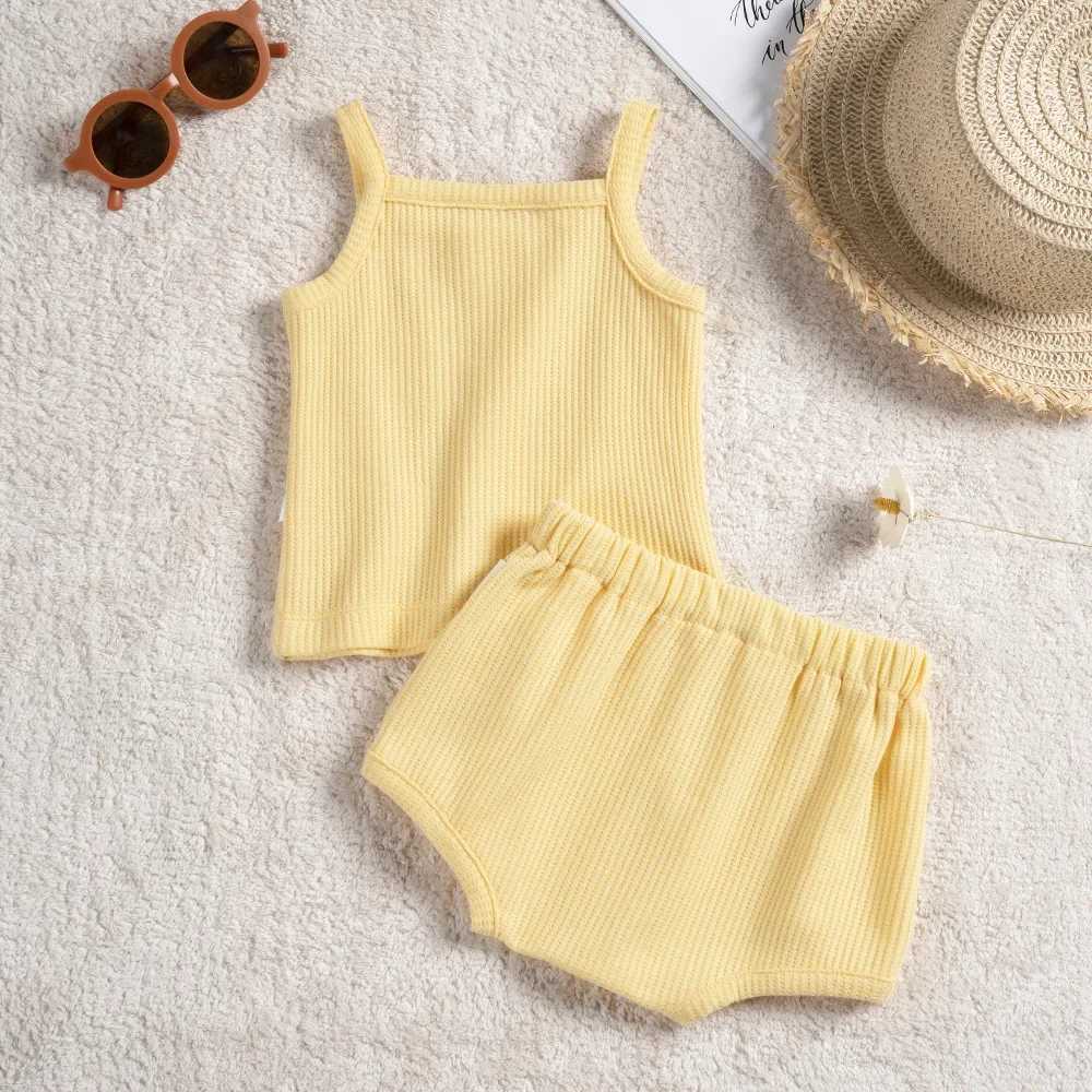 Clothing Sets Baby Clothes Sets Summer Toddler Girl Strap Suits Cotton Solid Baby Boy Tops Tee and Shorts Infant Tracksuit Newborn Sets R240708