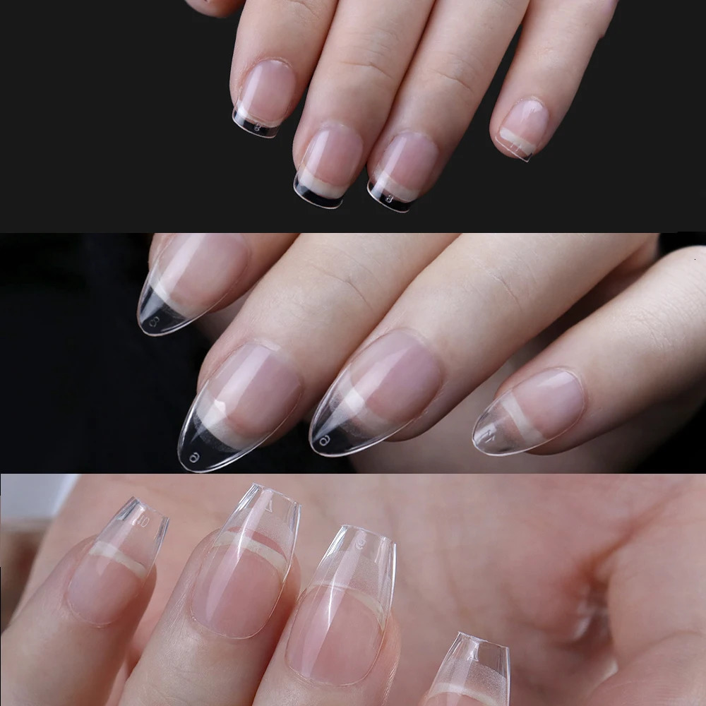 120 XXS ultra short almond full cover engraving soft gel nail tip false nails on the press specially tailored for short nail bed 240705