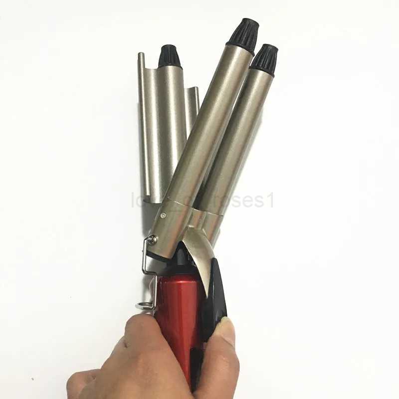 Voltage 110-240 - v sale Fashion Three pipe joint Ceramic Triple Barrels Curling Iron Deep Wave Curler Hair Waver FreeshippingM240708