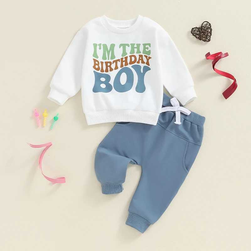 Clothing Sets 0-4Y Little Boys Casual Pant Outfits Letter Print Long Sleeve Pullover Tops Sweatshirt Pants Sets Toddler Tracksuits Spring Fall R240708