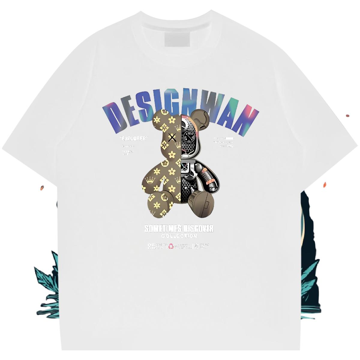 Designer T Shirt For Man Crew Neck Cotton Anime Printing Street Men Clothes T-Shirt White Plus Size Loose Tee Shirt