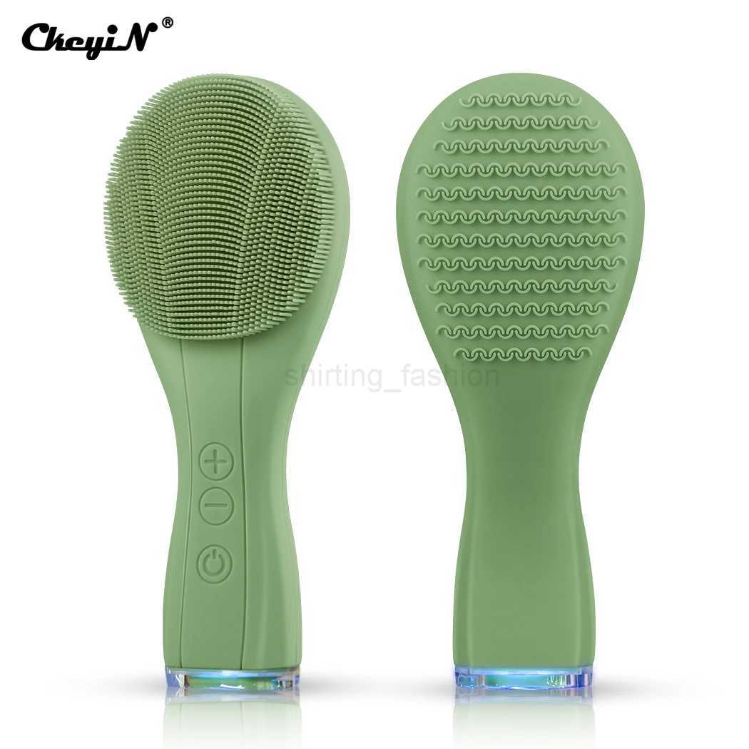 CkeyiN Electric Silicone Facial Brush Sonic Vibration Face Cleansing Brush Waterproof Acne Blackhead Remover Pore Cleaner 2 SideCL240708