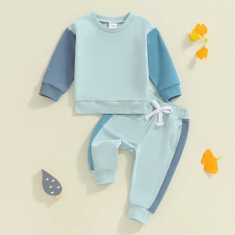 Clothing Sets Toddler Boys Autumn Outfits Contrast Color Long Sleeve Sweatshirts and Long Pants 2Pcs Set Kids Clothes Tracksuits R240708