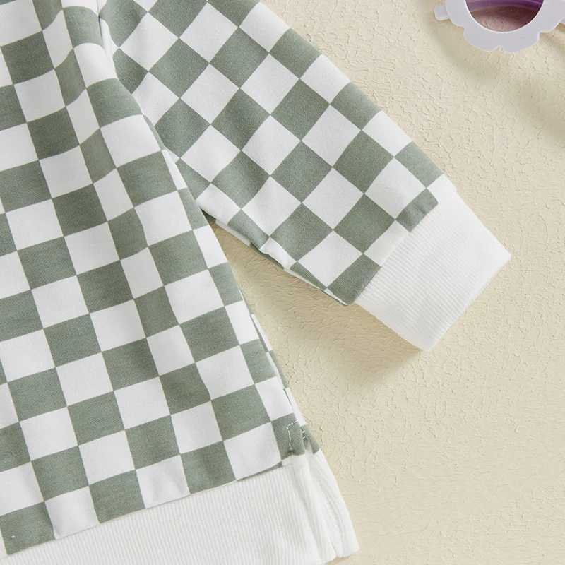 Clothing Sets Fashion Plaid Print Baby Boys Outfits Fall Toddler Clothes Set Sweatshirt Tops Elastic Waist Pants 2PCS Children Clothing Suit