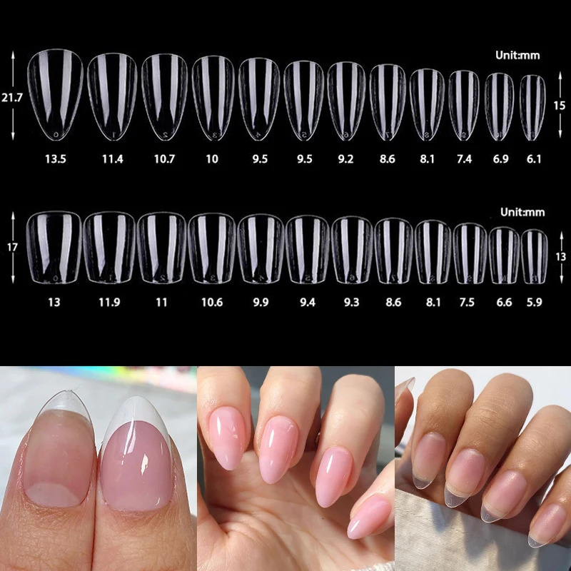 120 pieces of XXS short almond full cover carving soft gel nail tip pressing nail extension system nail artificial nail products 240705