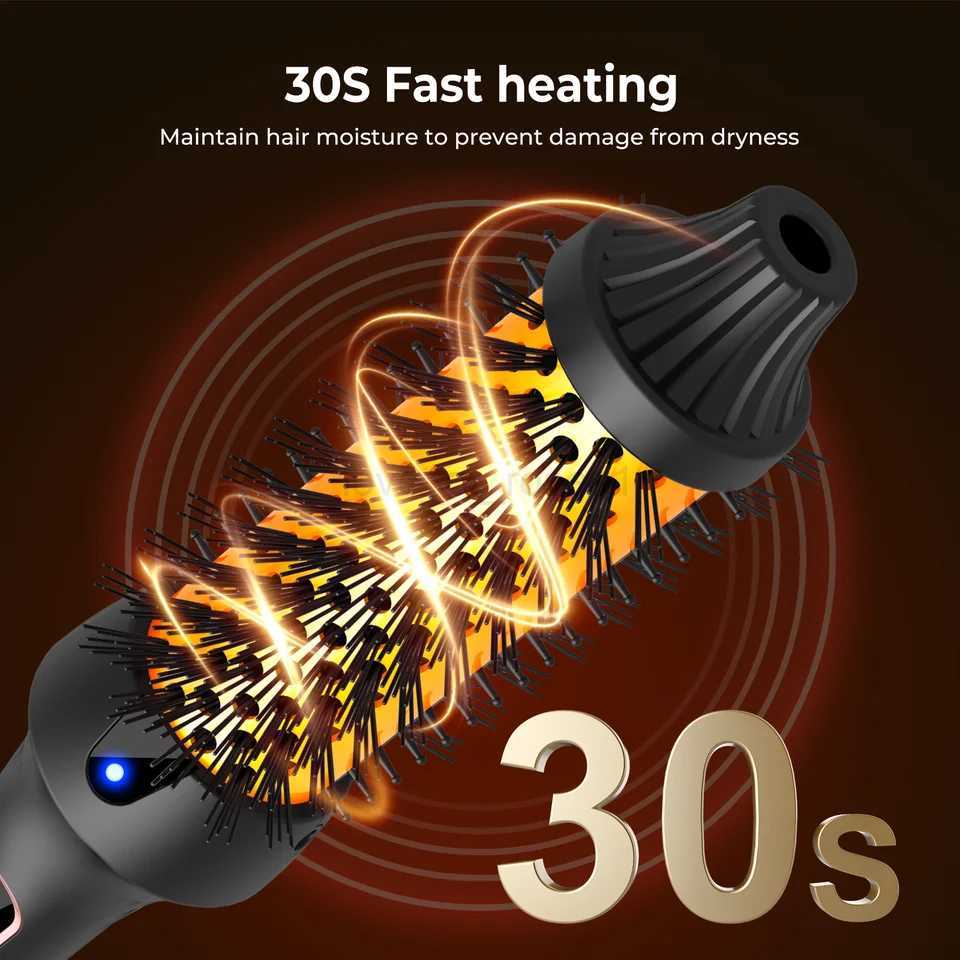 Heating Round Brush Thermal Brush Ceramic Curling Iron Hair Styling Tool 9 Temperature Settings Curling Wand Travel Hair CurlerM240708