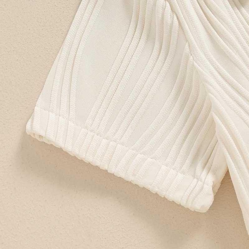 Clothing Sets 2024-03-18 Lioraitiin Kids Boys Summer Outfits Patchwork Textured Buttons Short Sleeve Tops and Elastic Waist Shorts Clothes Set R240708