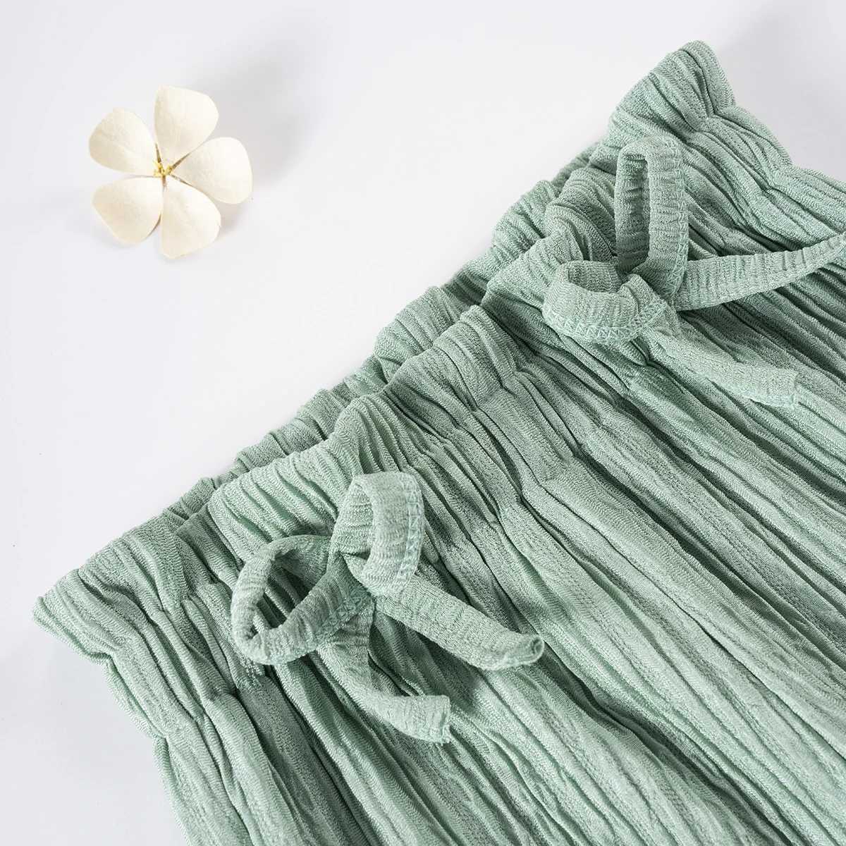 Clothing Sets Spring and Autumn Girls Short Sleeve Long Pants Solid Color Clothes Set Casual Comfortable Princess Kids Cotton Clothing R240708