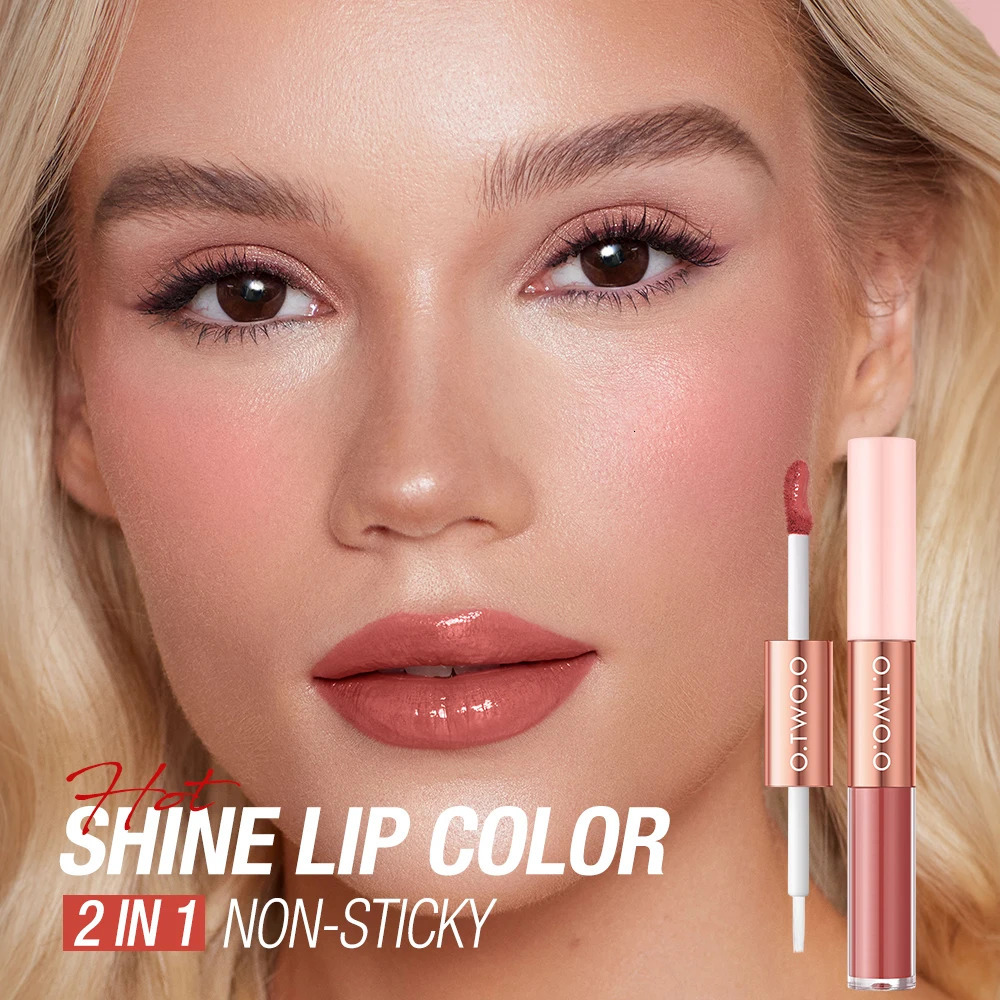 O. Two. O-type matte lipstick double head lipstick 24HR glue free cup lipstick gloss lipstick durable waterproof lipstick makeup 240705