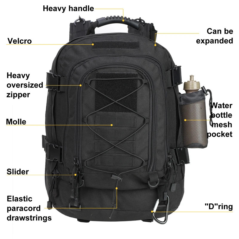 Extra Large 60L Tactical Backpack For Men Women Outdoor Water Resistant Hiking Backpacks Travel Backpack Laptop Backpacks 240703