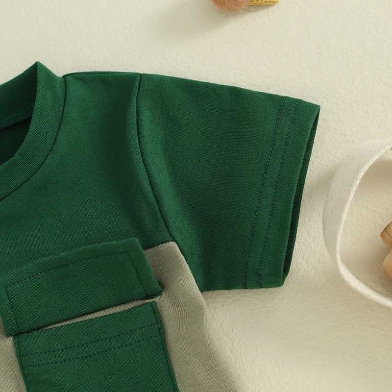 Clothing Sets 2Pcs Baby Boy Summer Tracksuit Outfits Short Sleeve Contrast Color T-Shirt + Pocket Shorts Set Toddler Clothes