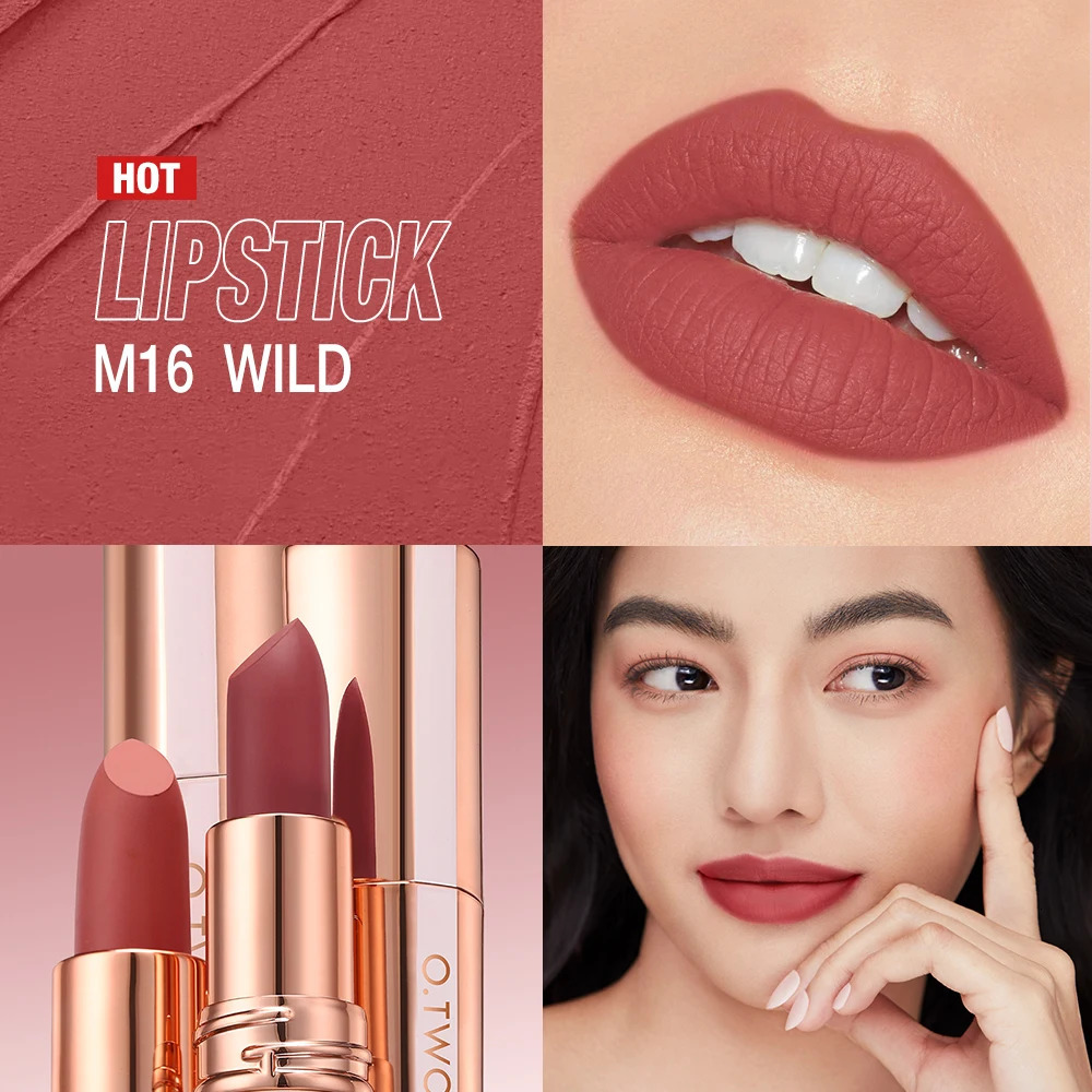O. Two. O Matte lipstick Lasting Waterproof lipstick Stain Free Classic High Color Velvet Finish Lip Makeup 240705