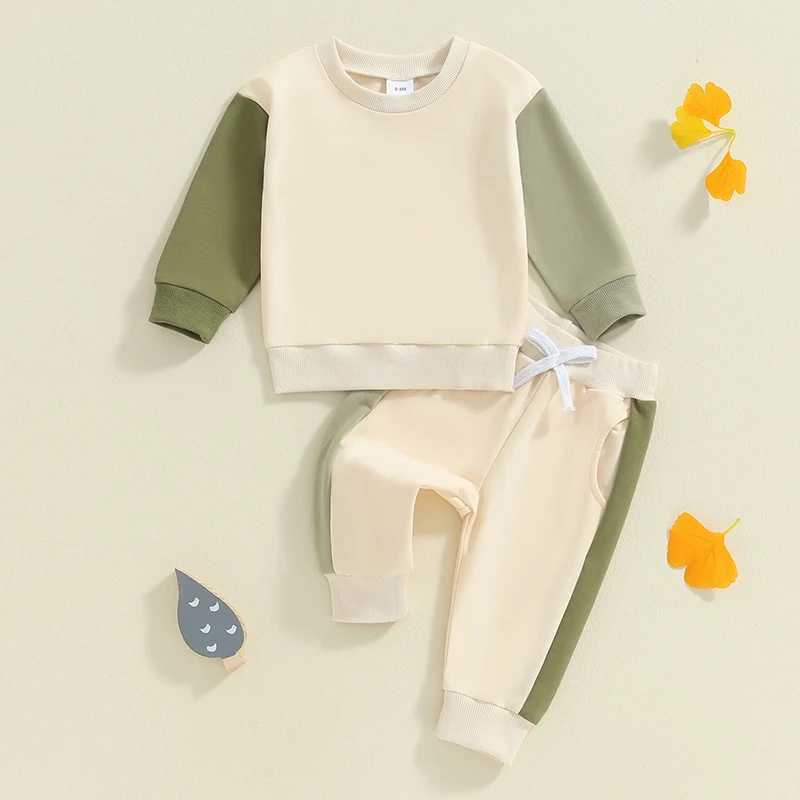 Clothing Sets Toddler Boys Autumn Outfits Contrast Color Long Sleeve Sweatshirts and Long Pants 2Pcs Set Kids Clothes Tracksuits R240708