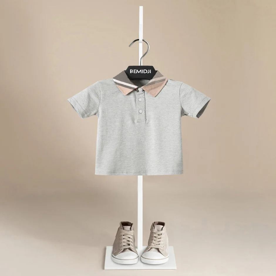 Elegant Summer Children Polo Shirt High Quality Boys Short Sleeved Tshirts Cotton Fabric Tops Tees Kids Clothes 240703