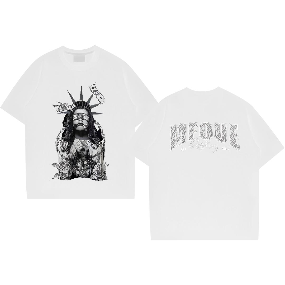 White Classic Casual Plus Size Sport Couple T-Shirts: Breathable Cotton Crew Neck Cool