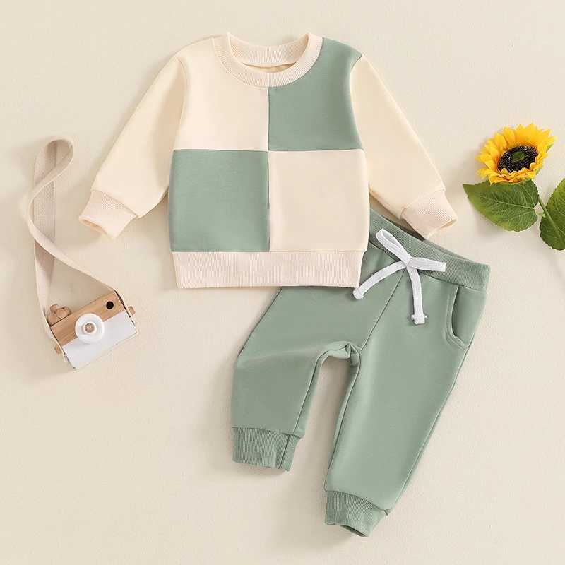 Clothing Sets 0-3Y Baby Boys Autumn Clothes Sets Newborn Toddler Long Sleeve Contrast Color Tops Sweatshirt Pockets Pants Outfits Tracksuits