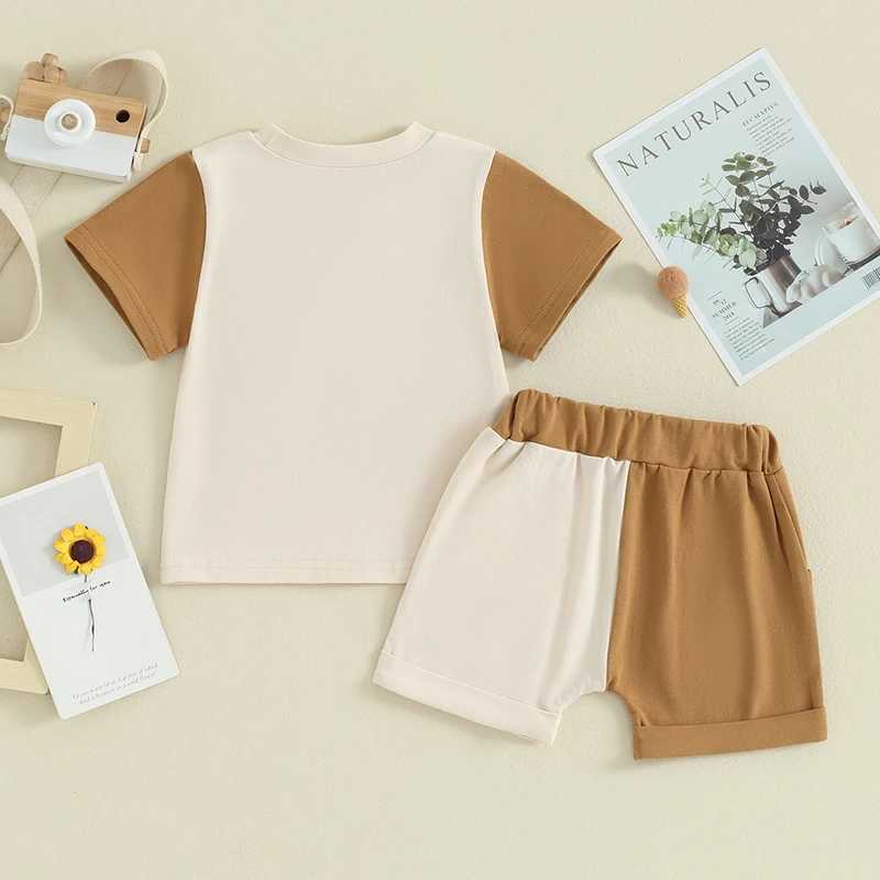 Clothing Sets Pudcoco 2Pcs Baby Boy Summer Outfits Short Sleeve Embroidery T-Shirt + Contrast Color Shorts Set Toddler Clothes 0-3T R240708