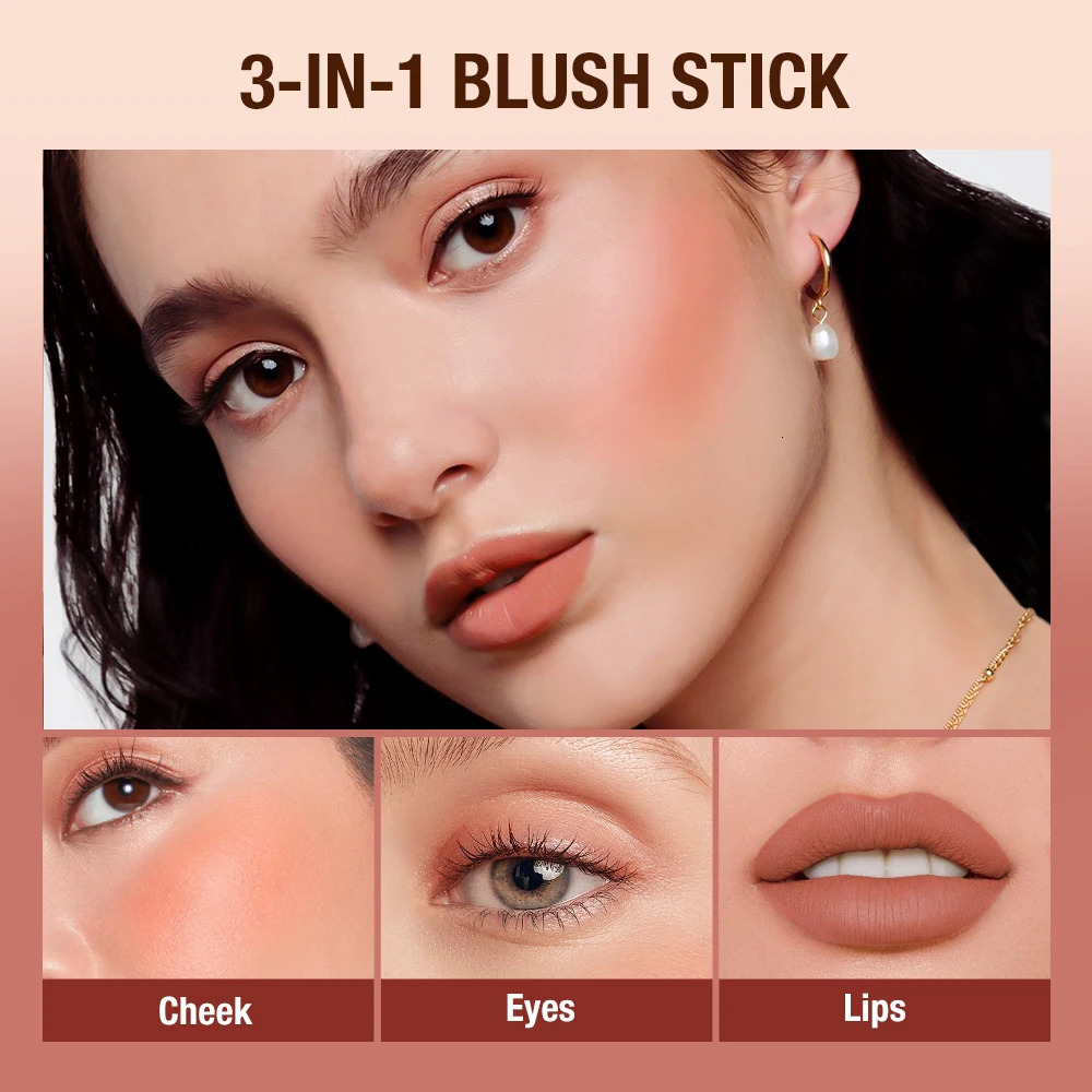 O. Two. O lipstick powder blusher stick three in one eye cheek and lip color building waterproof light cream multi stick female makeup 240705