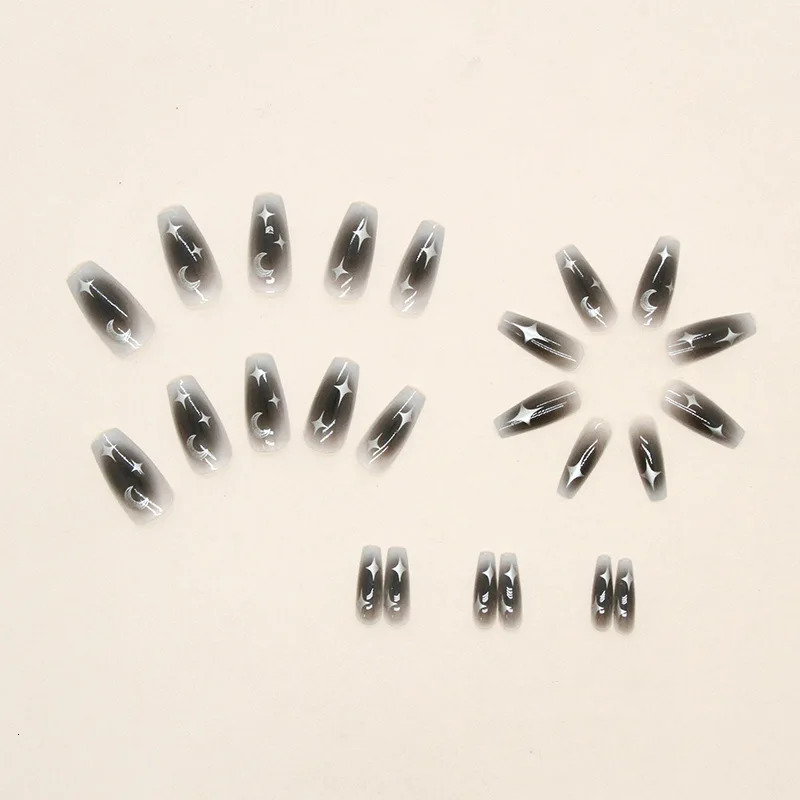 24 pieces of French minimalist moon nails with 1 jelly and 1 nail file 240705