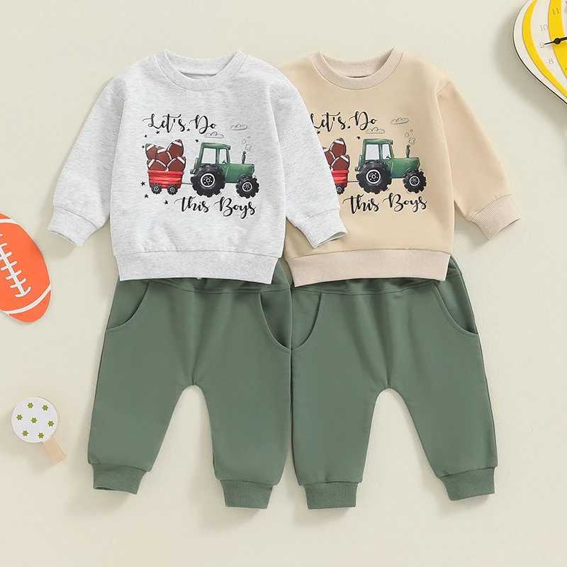 Clothing Sets Baby Boy Spring Fall 2 Piece Sets Car Letter Print Long Sleeve Pullover Sweatshirts Pants Outfits Toddler Clothes Tracksuits R240708