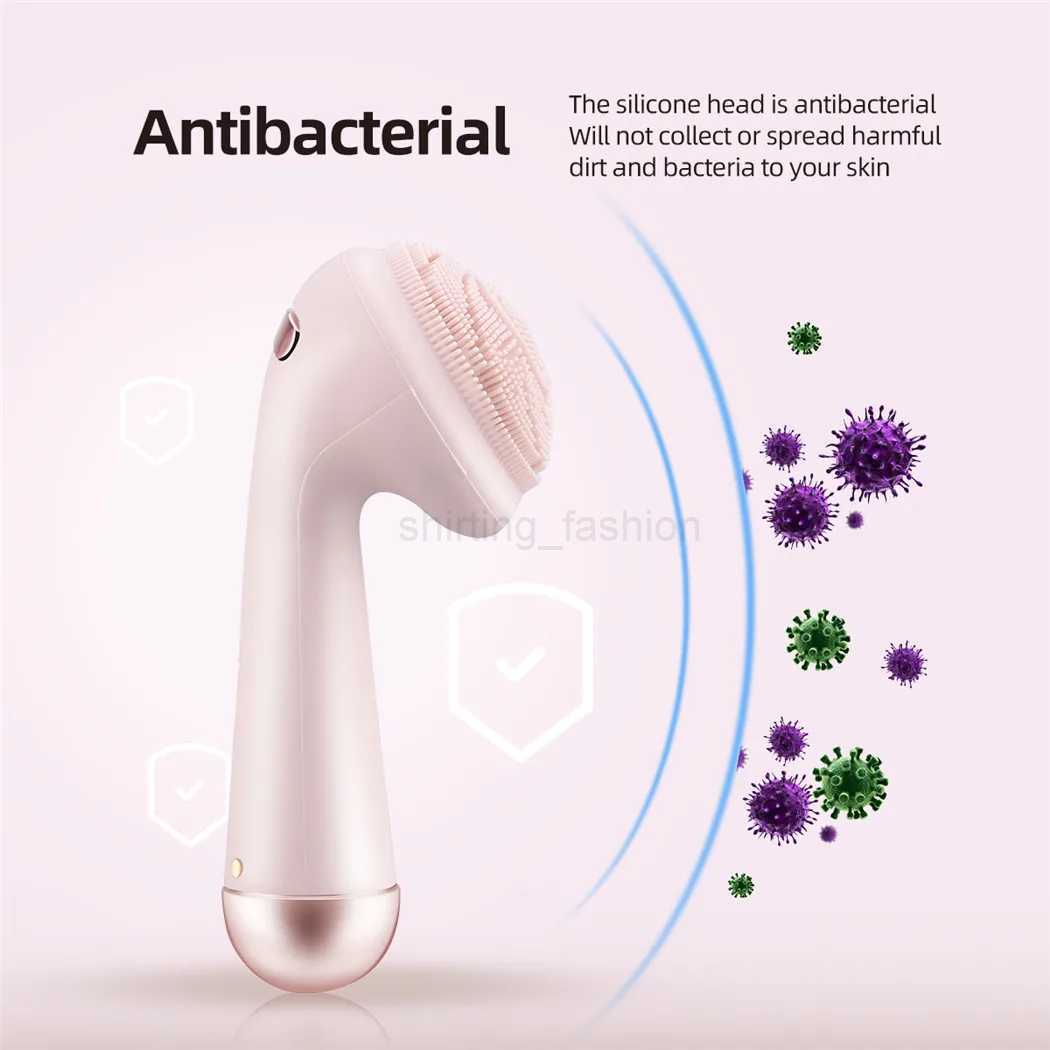 Electric Silicone Facial Brush Cleaner Vibration Roller Massage Pore Cleansing Instrument Waterproof Rechargeable Beauty ToolCL240708
