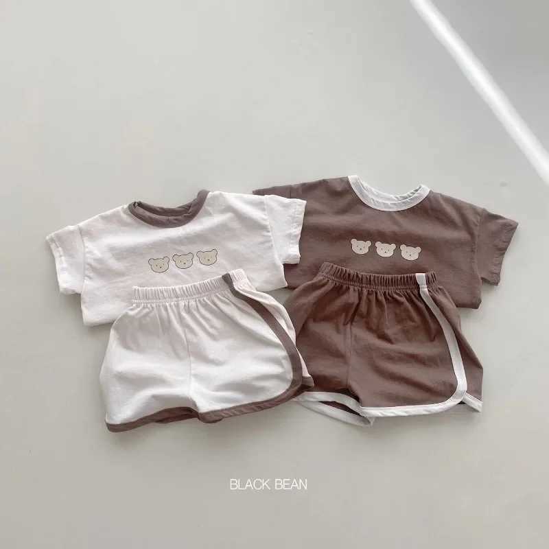 Clothing Sets Child New Casual Sports Clothes Sets Summer Tracksuits Cute Bear Print T-shirt+Short Babies Fashion T-shirt 2 Piece/Sets R240708