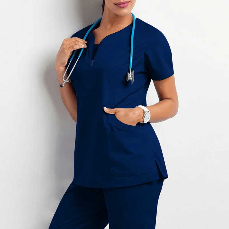 Custom Print Scrubs Blouse Women Salon Pet Work Wear Shirts Spa Grooming Institution Blouse Scrubs Tops 240704