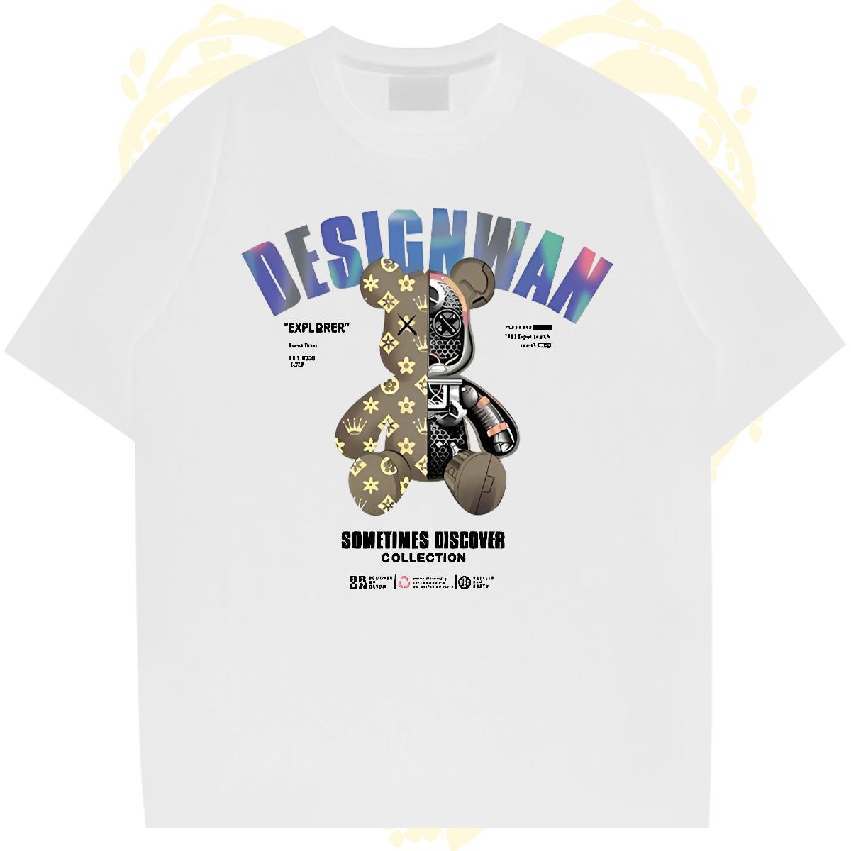 2024 Summer T Shirt For Man Black White Tshirt for Man Woman Hip Hop Street Cotton Breathable Short Sleeve Designer Tees Shirts