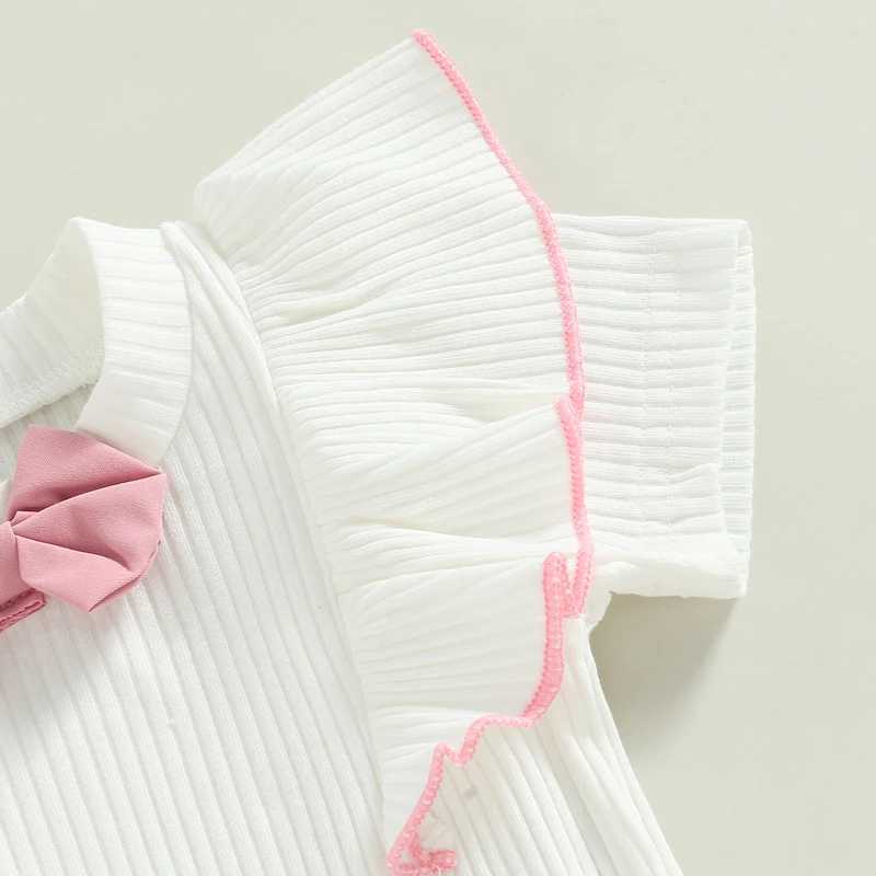 Clothing Sets 2022-12-28 Lioraitiin 0-4Years Toddler Girl Summer Clothes 2Pcs Outfits Short Sleeve Ribbed Ruffled Bowknot T-Shirt Shorts Belt R240708