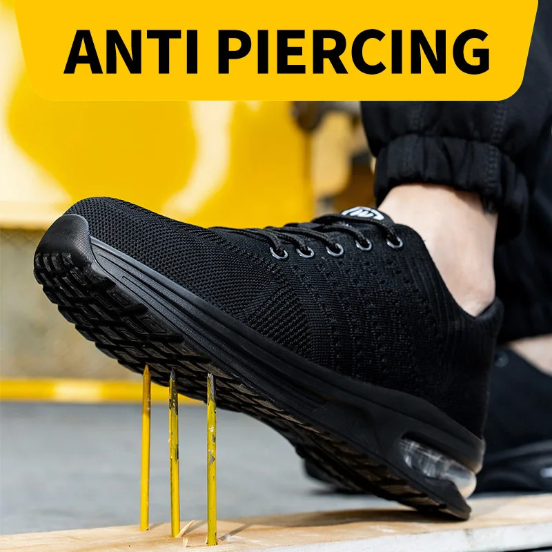 Men With Steel Toe Cap Anti-smash Sneakers Safety Lightweight Indestructible Work Boots Hiking Shoes 240702