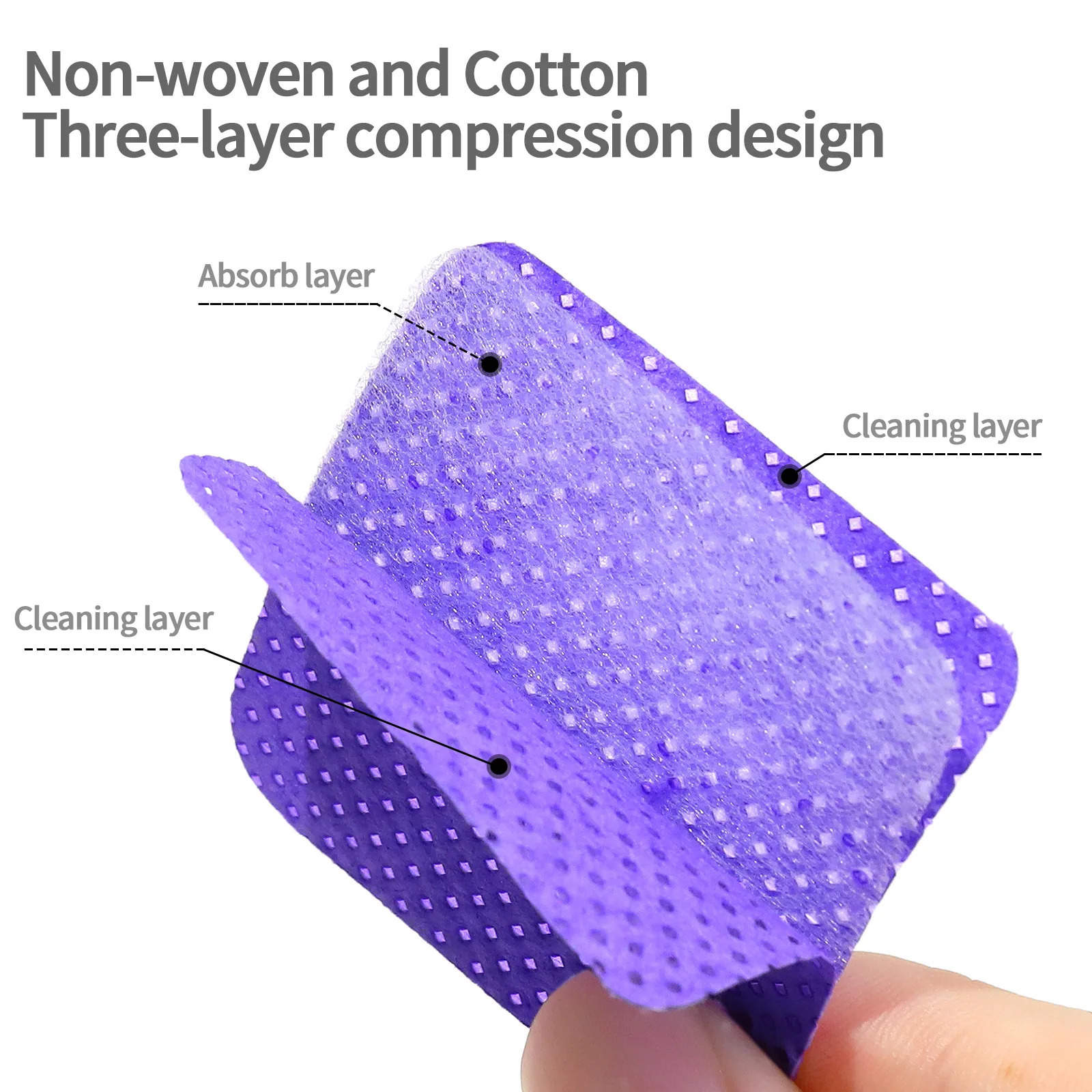 200pcs/box of lint free nail polish removing gel pink/purple adhesive wet towel eyelash glue cleaning cotton pad nail wet towel makeup tool 240705