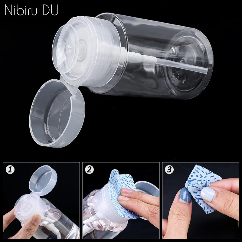 100/200ml nail polish removal bottle Push down the empty bathtub for ergonomics lint free napkin pump Storage bottle nail art tool 240705