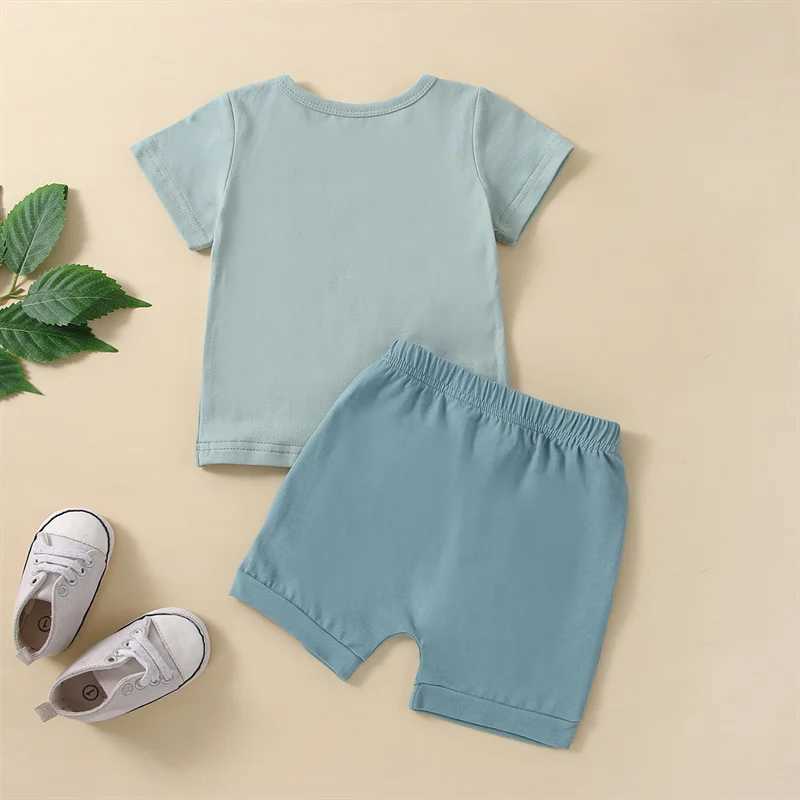 Clothing Sets 2022-12-21 Lioraitiin 0-3Years Toddler Boy 2Pcs Summer Clothes Set Short Sleeve Round Neck Stripe Print T-Shirt Solid Shorts R240708