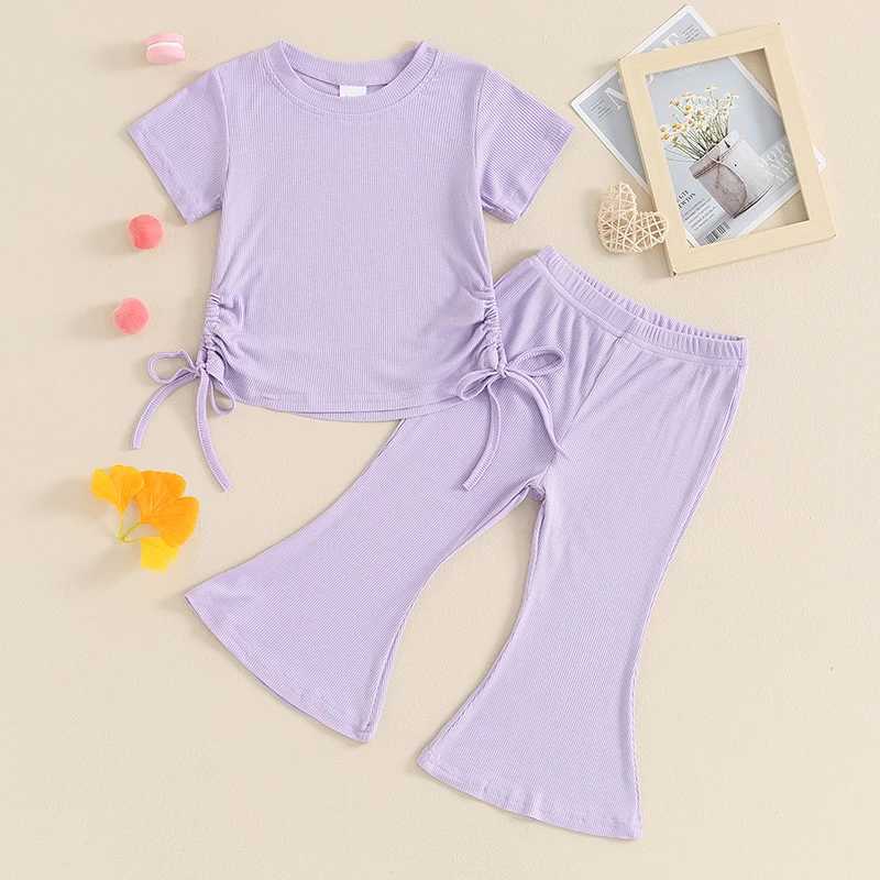 Clothing Sets 2024-03-06 Lioraitiin 9M-4Y Toddler Infant Baby Girls Clothes Solid Color Sleeveless Camisole Linen Pants Set Baby Summer Outfit R240708