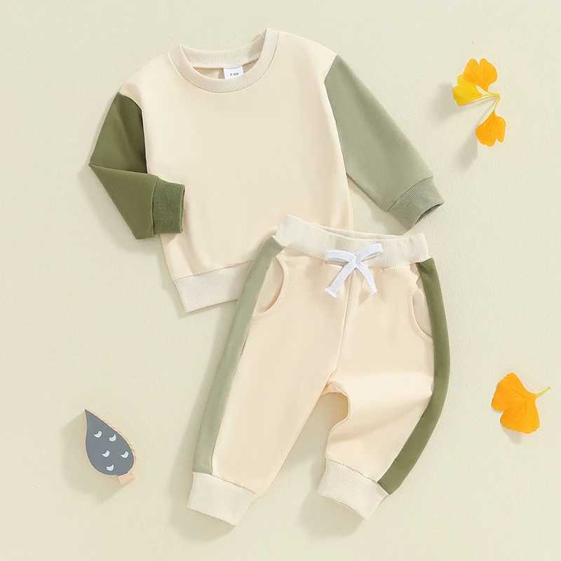 Clothing Sets Toddler Boys Autumn Outfits Contrast Color Long Sleeve Sweatshirts and Long Pants 2Pcs Set Kids Clothes Tracksuits R240708